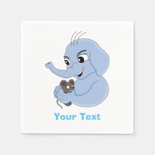 Cute elephant boy cartoon napkins