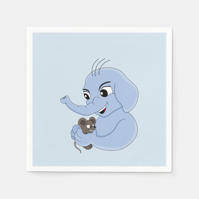 Cute elephant boy cartoon napkins (Front)