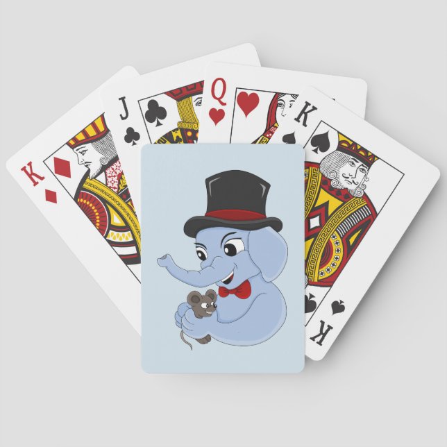 Cute elephant boy cartoon playing cards (Back)