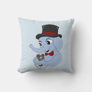 Cute elephant boy cartoon throw pillow