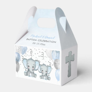 Cute Elephant Boys Balloon Baptism Favour Box