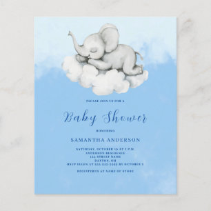 Cute Elephant Budget Boy Baby Shower Invitation Flyer