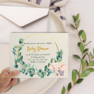 cute Elephant Calyptus Baby Shower Invitation