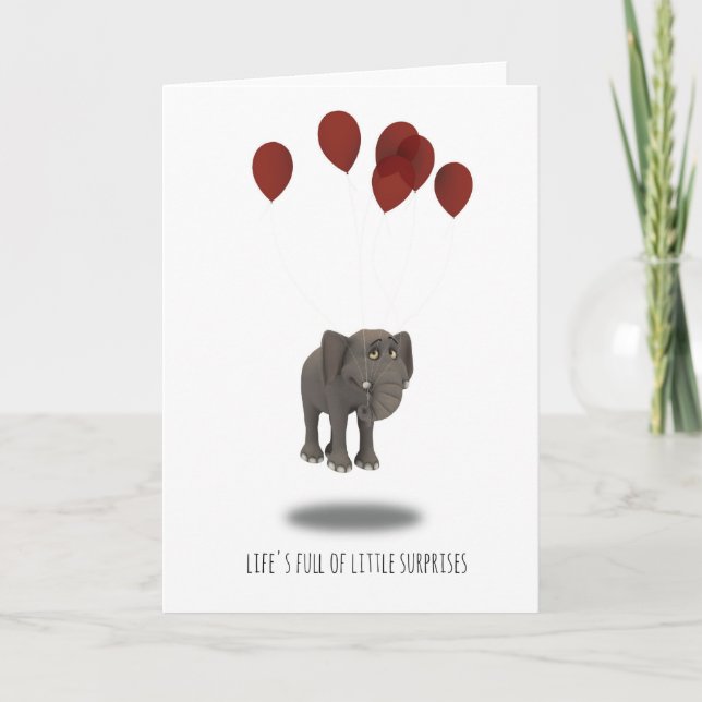 Cute Elephant Card, Ideal for Unexpected Pregnancy Announcement (Front)