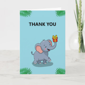 Cute Elephant Carrying Gift Thank You Card