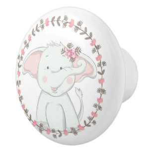 Cute Elephant Ceramic Knob
