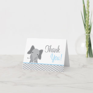 Cute Elephant Chevron Light Blue Thank You