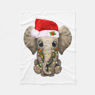 Cute Elephant Christmas Light Funny Elephant Lover Fleece Blanket