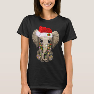 Cute Elephant Christmas Light Funny Elephant Lover T-Shirt
