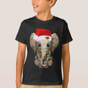 Cute Elephant Christmas Light Funny Elephant Lover T-Shirt