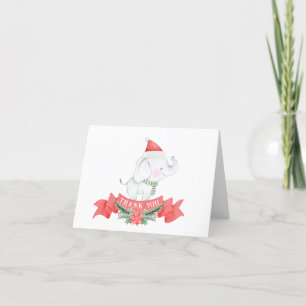 Cute Elephant   Christmas  Thank You Card