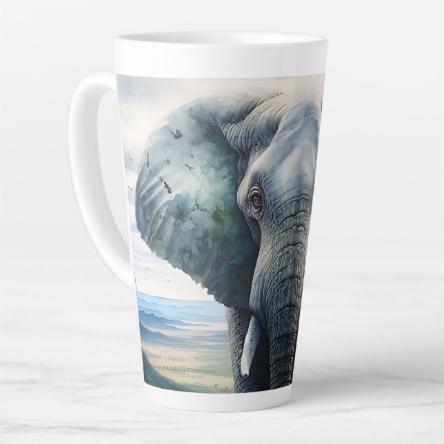 Cute Elephant Close up Latte Mug (Left Angle)