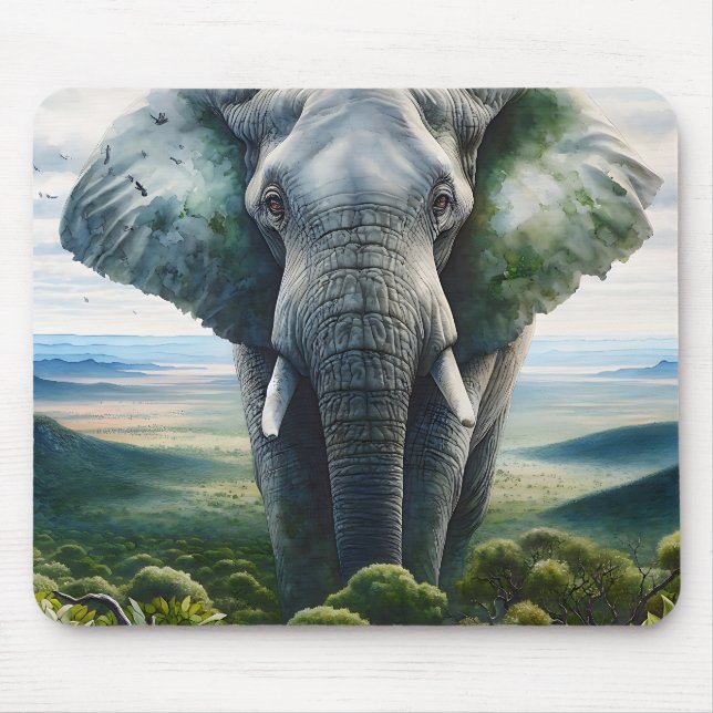 Cute Elephant Close up Mouse Pad (Front)