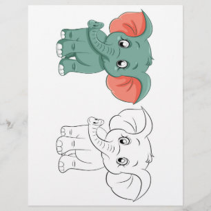 Cute elephant colouring page