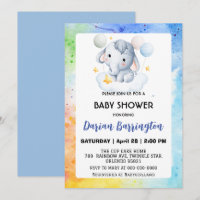 Cute elephant cub Bear baby shower kids boys