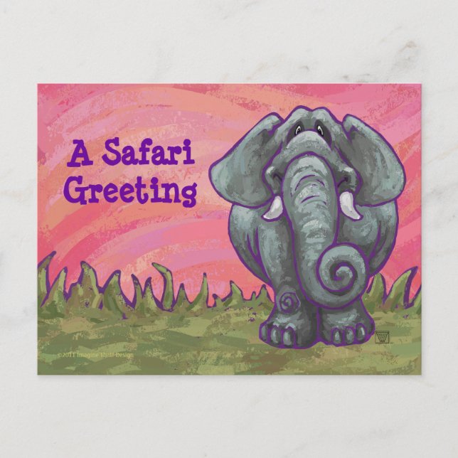 Cute Elephant Customizable Postcard (Front)