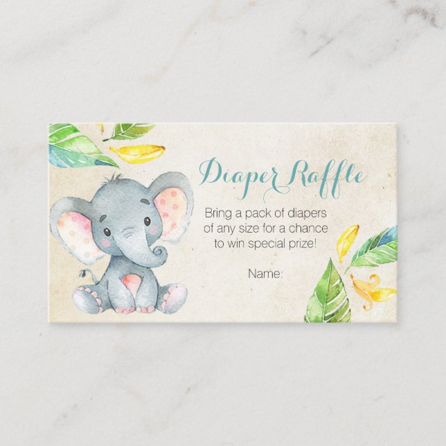 Cute Elephant - Diaper Raffle Card (Front)