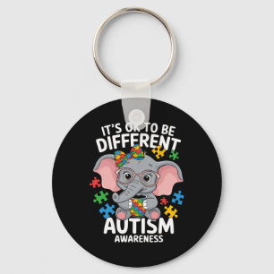 Cute Elephant Different Autism Awareness Puzzles Keychain