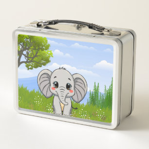 Cute elephant for cute kid  metal lunch box