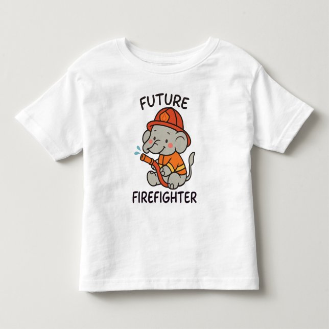 Cute Elephant Future Firefighter Kids fun Toddler T-shirt (Front)