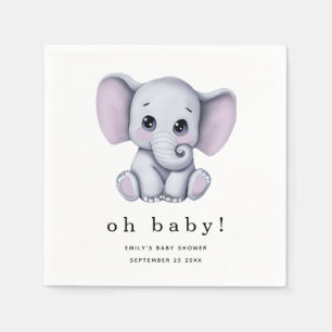 Cute Elephant Gender Neutral Baby Shower Napkin