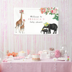 Cute Elephant & Giraffe Baby Shower Welcome Sign