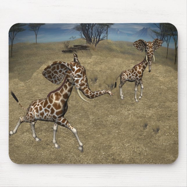 Cute Elephant Giraffes Mouse Pad (Front)