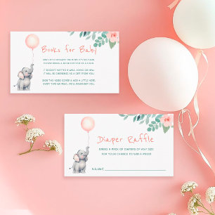 Cute Elephant Girl Baby Shower Books for Baby Enclosure Card