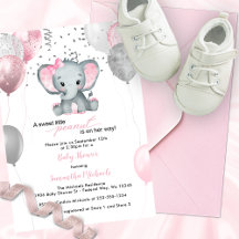 Cute Elephant Girl Balloons Baby Shower