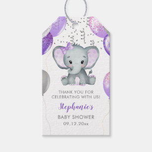 Cute Elephant Girl Balloons Thank You Gift Tags
