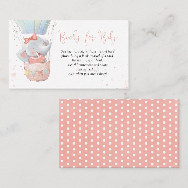 Cute Elephant Girl Books for Baby Card (Front/Back)