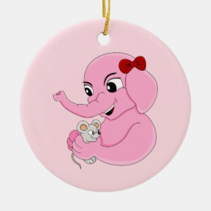 Cute elephant girl cartoon  ceramic ornament