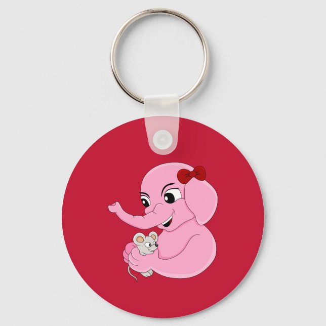 Cute elephant girl cartoon keychain (Front)
