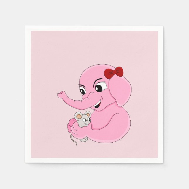 Cute elephant girl cartoon napkins (Front)