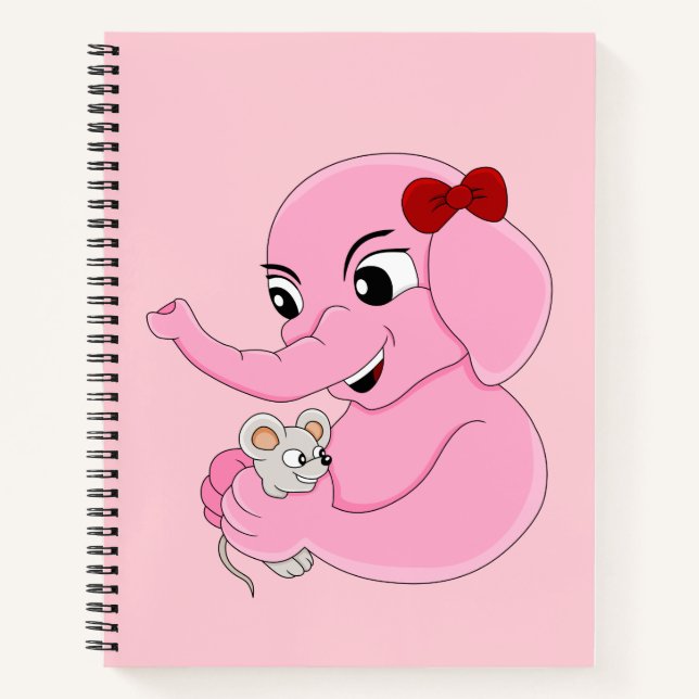 Cute elephant girl cartoon notebook (Front)