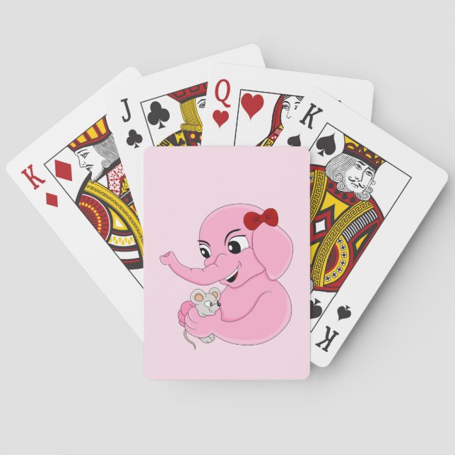 Cute elephant girl cartoon playing cards (Back)