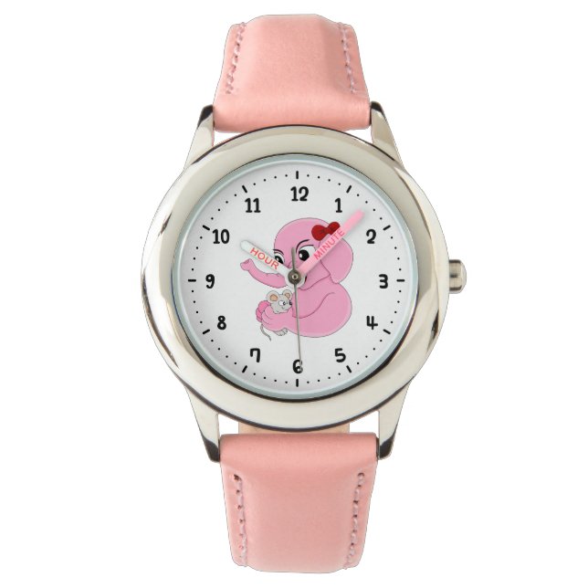 Cute elephant girl cartoon watch (Front)