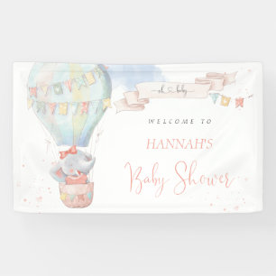 Cute Elephant Girl Pink Baby Shower Banner