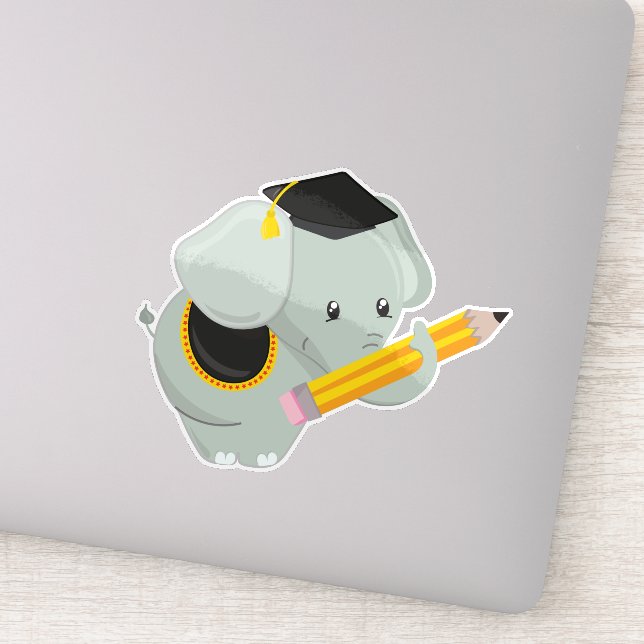 Cute Elephant, Graduation Elephant, School, Pencil (Detail)