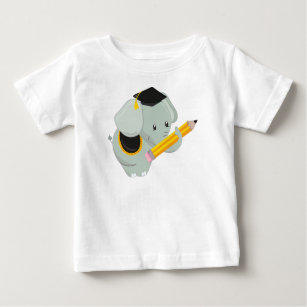 Cute Elephant, Graduation Elephant, School, Pencil Baby T-Shirt