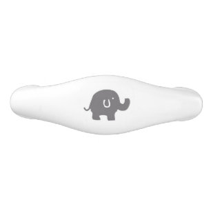 Cute Elephant Grey And White Drawer Pull