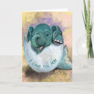 Cute Elephant Hatching Funny Mother's Day Card