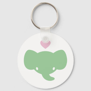 Cute Elephant Heart Graphic Keychain