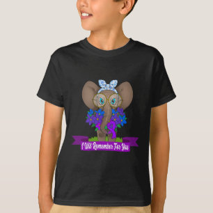 Cute Elephant Heimerheimer Awareness Gift Purple R T-Shirt