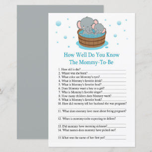 Cute Elephant How well do you know baby showergame