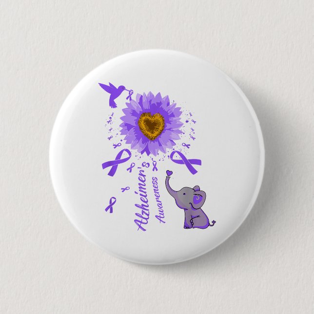 Cute Elephant I Will Remember For You Sunflower He 2 Inch Round Button (Front)