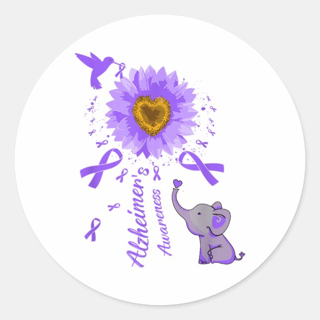 Cute Elephant I Will Remember For You Sunflower He Classic Round Sticker (Front)