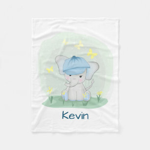 Cute elephant in a flower meadow. fleece blanket