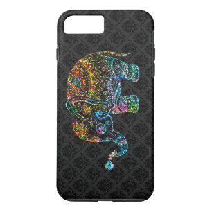 Cute Elephant In Colourful Glitter On Black Case-Mate iPhone Case