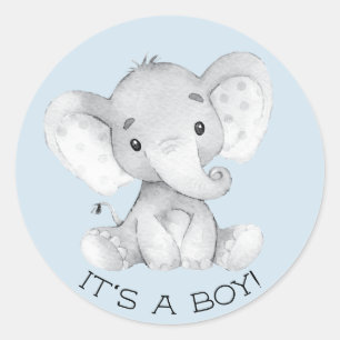 Cute Elephant It' a Boy Favour Sticker